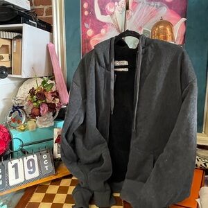 Seven Apparel Zip-Up Hoodie Unisex Large Black Sherpa Lined